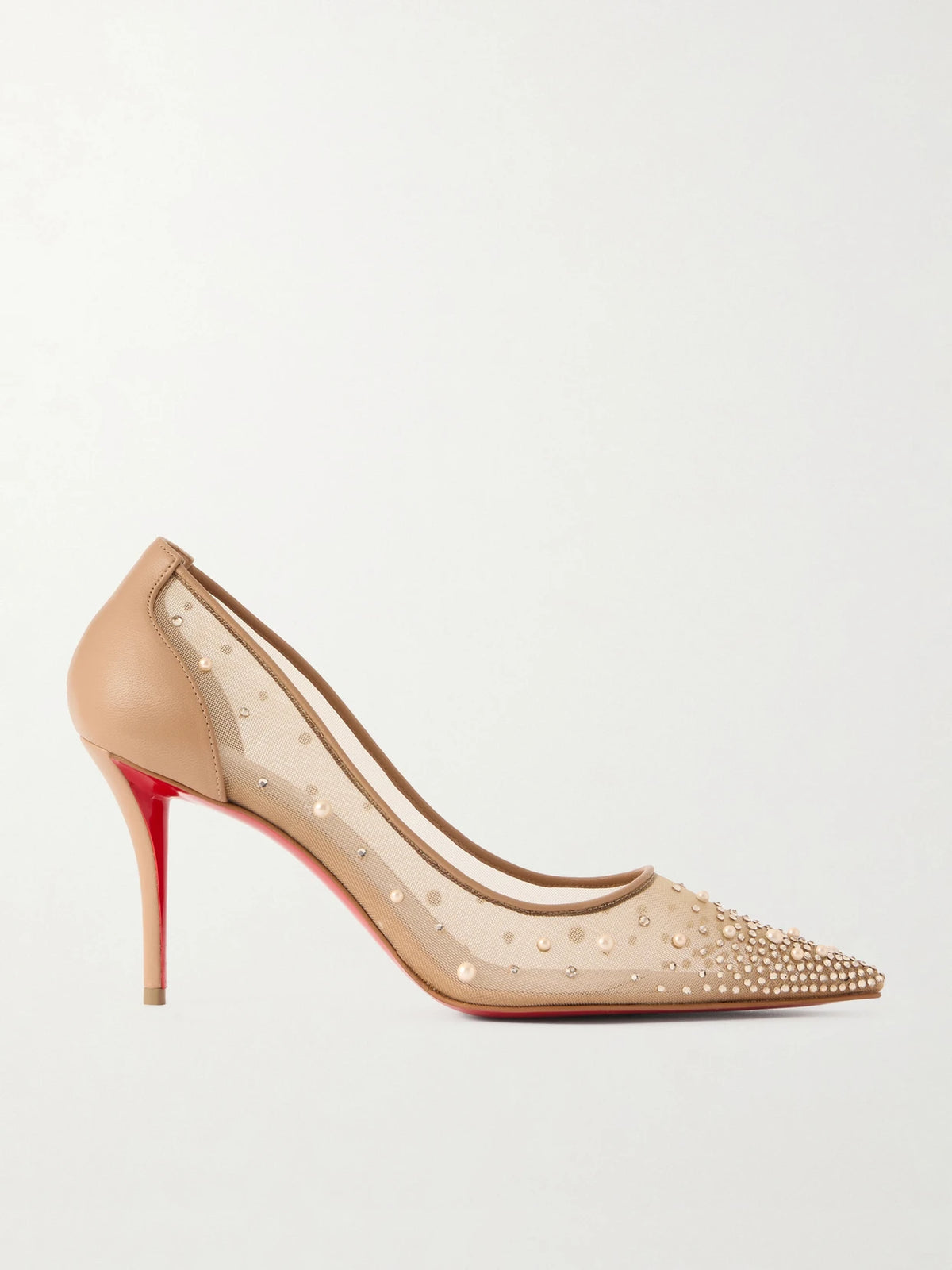 Miss Z 80 Leather-trimmed Embellished Mesh Pumps