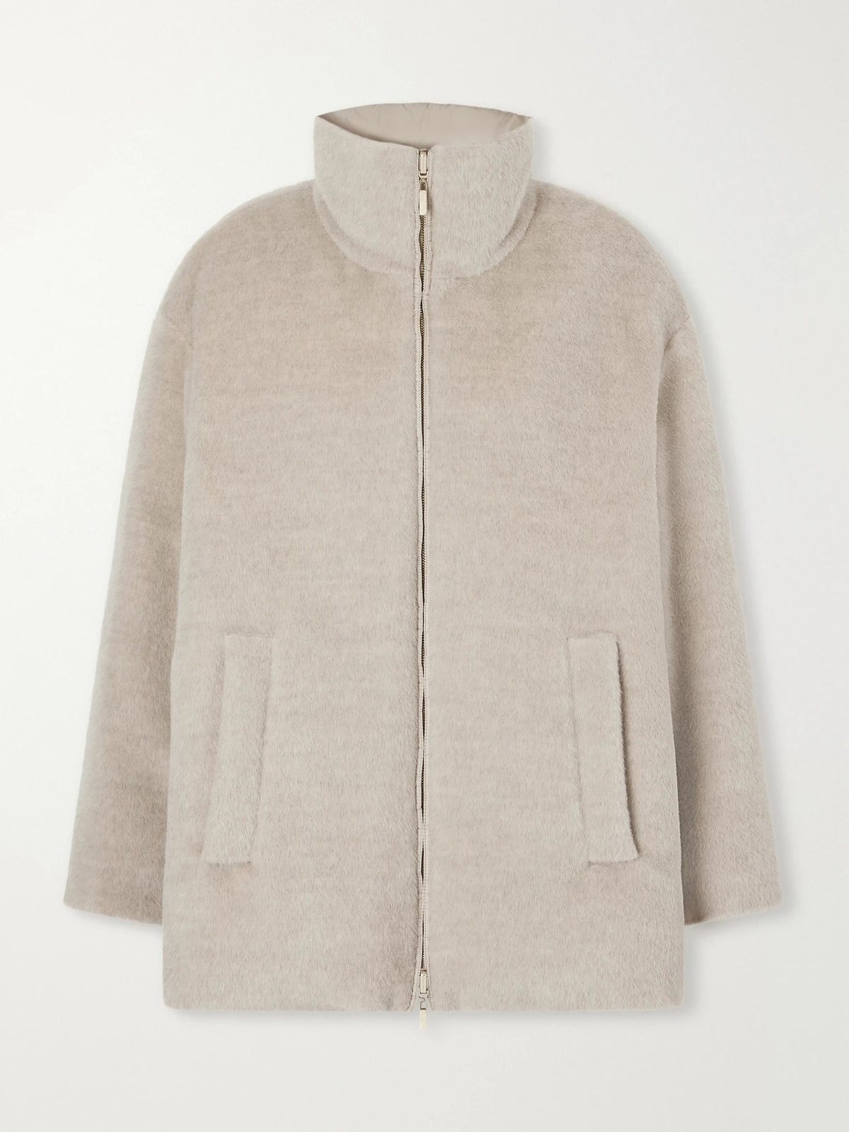 Max Mara Arancio Reversible Brushed Alpaca And Virgin Wool-blend And Shell Down Jacket