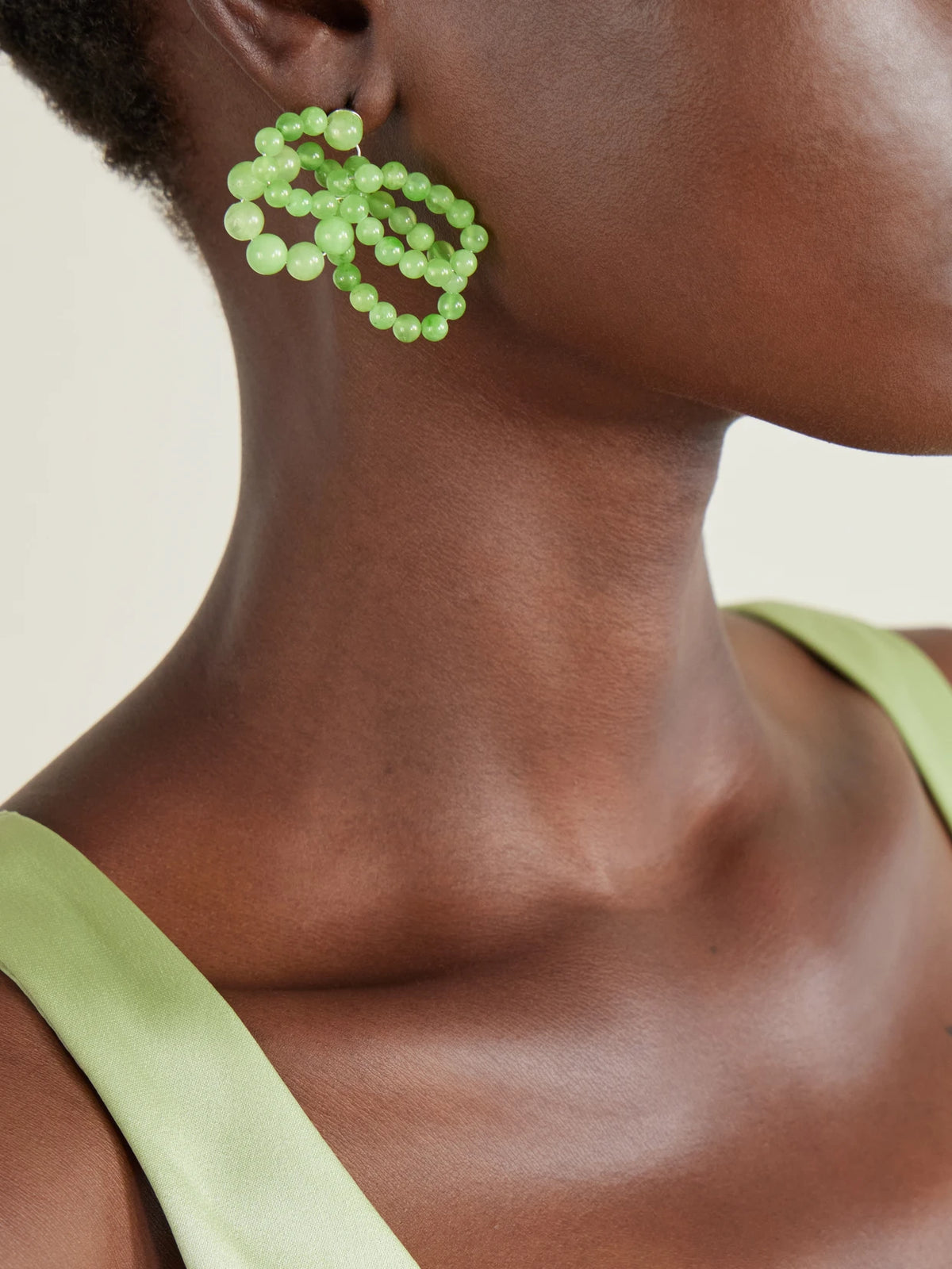 Image of Earrings. Product name - Beaded Calcite Earrings in Green colour by brand - Completedworks
