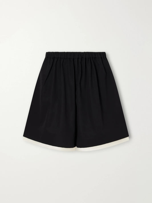 ST. AGNI Satin-trimmed Wool-twill Shorts