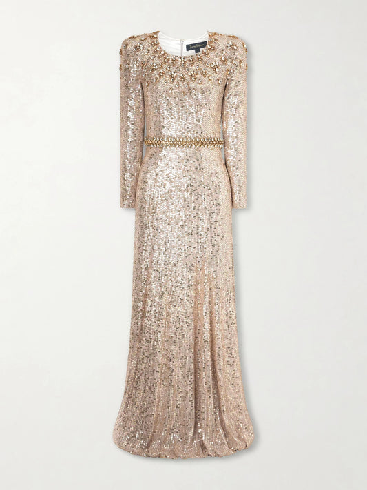 Georgia Sequined Satin Gown