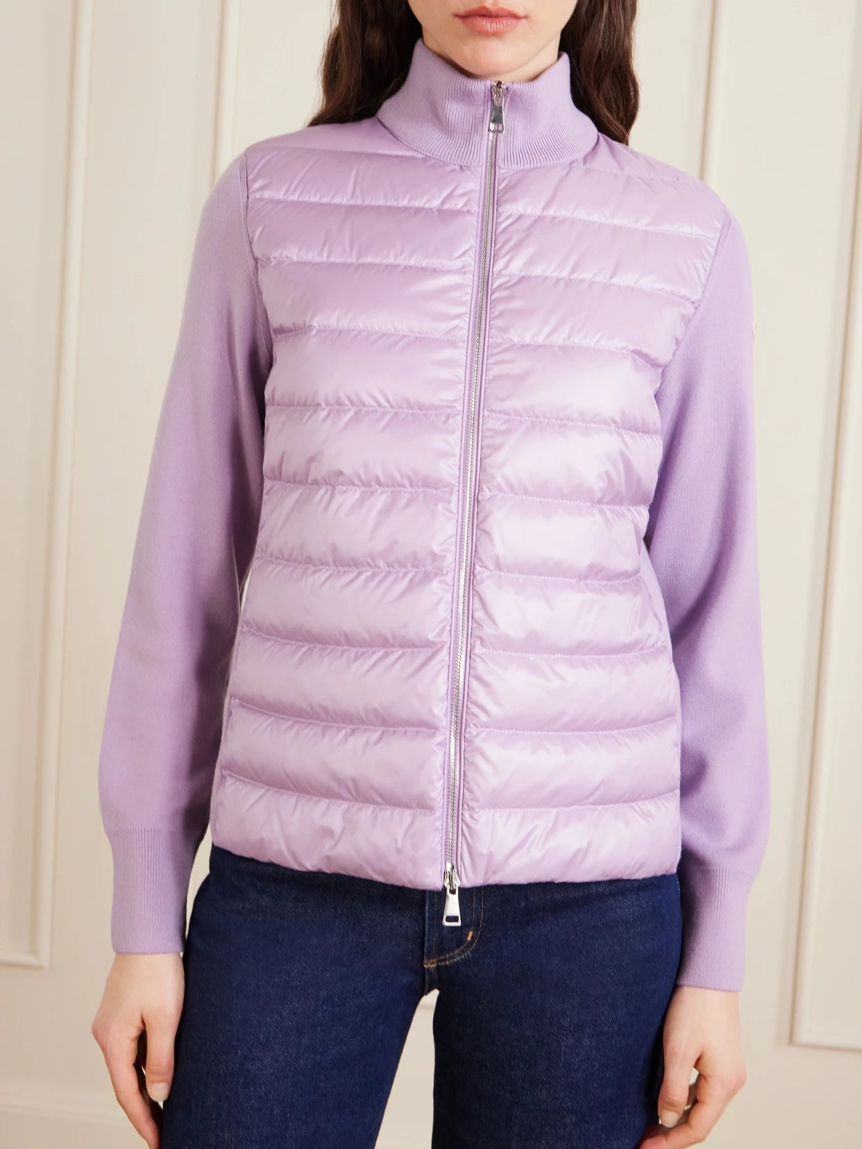 Appliquéd Wool And Quilted Shell Down Cardigan