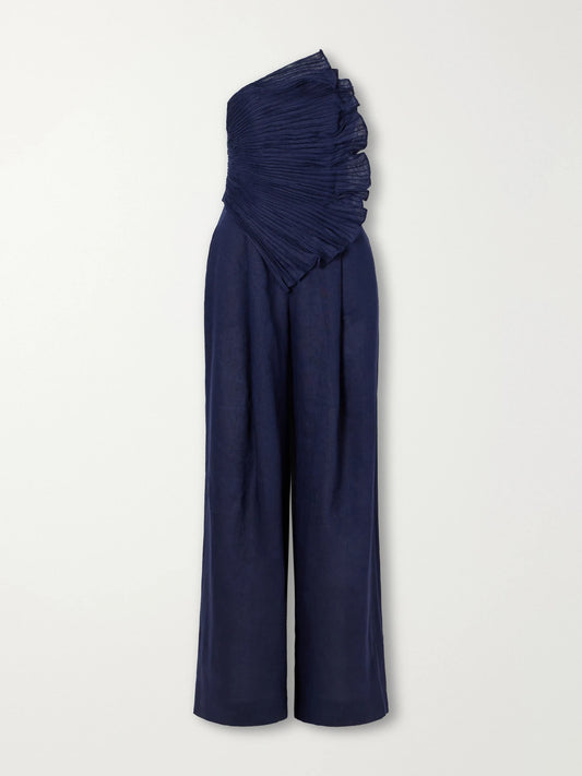 Andres Otalora Ainma Pleated Linen-woven Jumpsuit