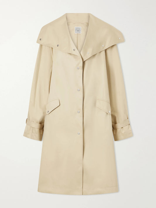Image of Coats & Jackets. Product name - Oversized Cotton Trench Coat in Beige colour by brand - TOTEME