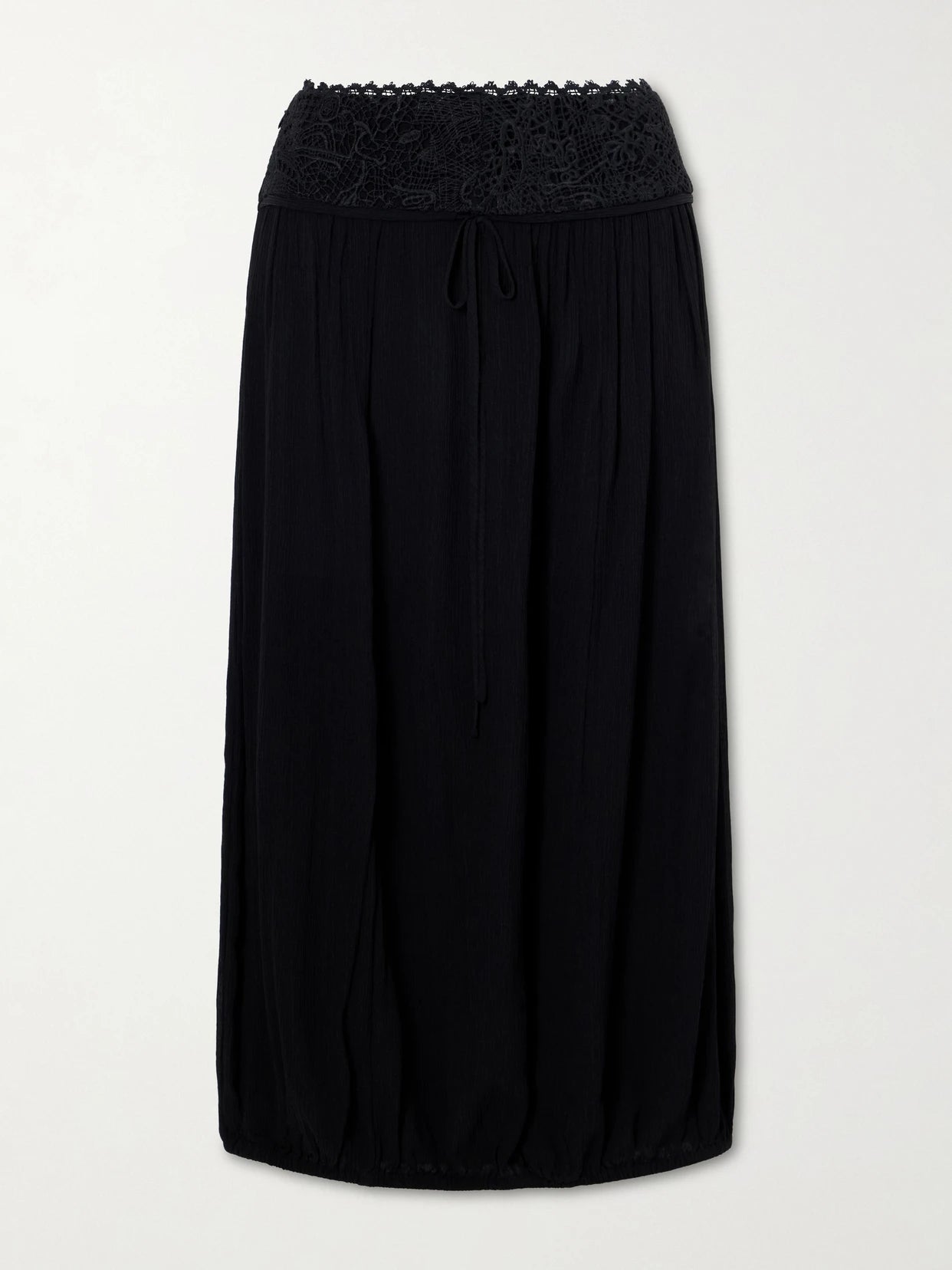 Nilma Lace-trimmed Silk Midi Skirt