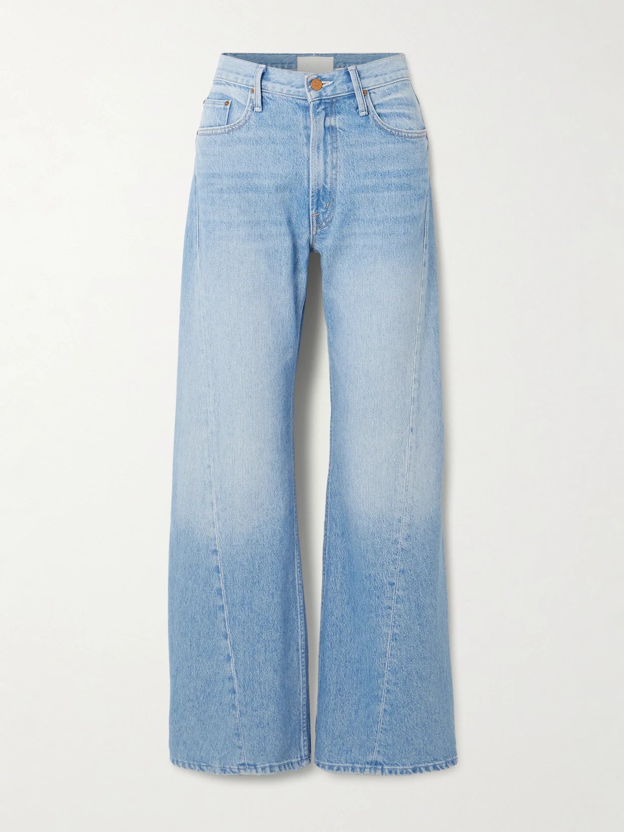 Image of Jeans. Product name - Snacks! The Lemon Twist Mid-rise Wide-leg Jeans in Light denim colour by brand - Mother