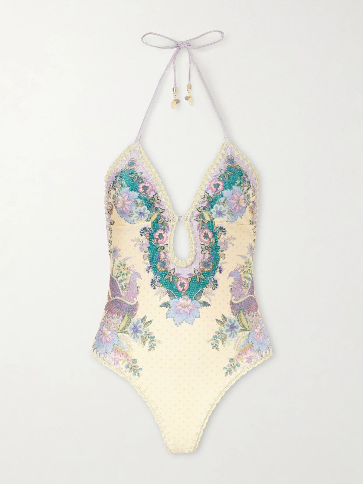 Indra Floral-print Crochet-trimmed Swimsuit