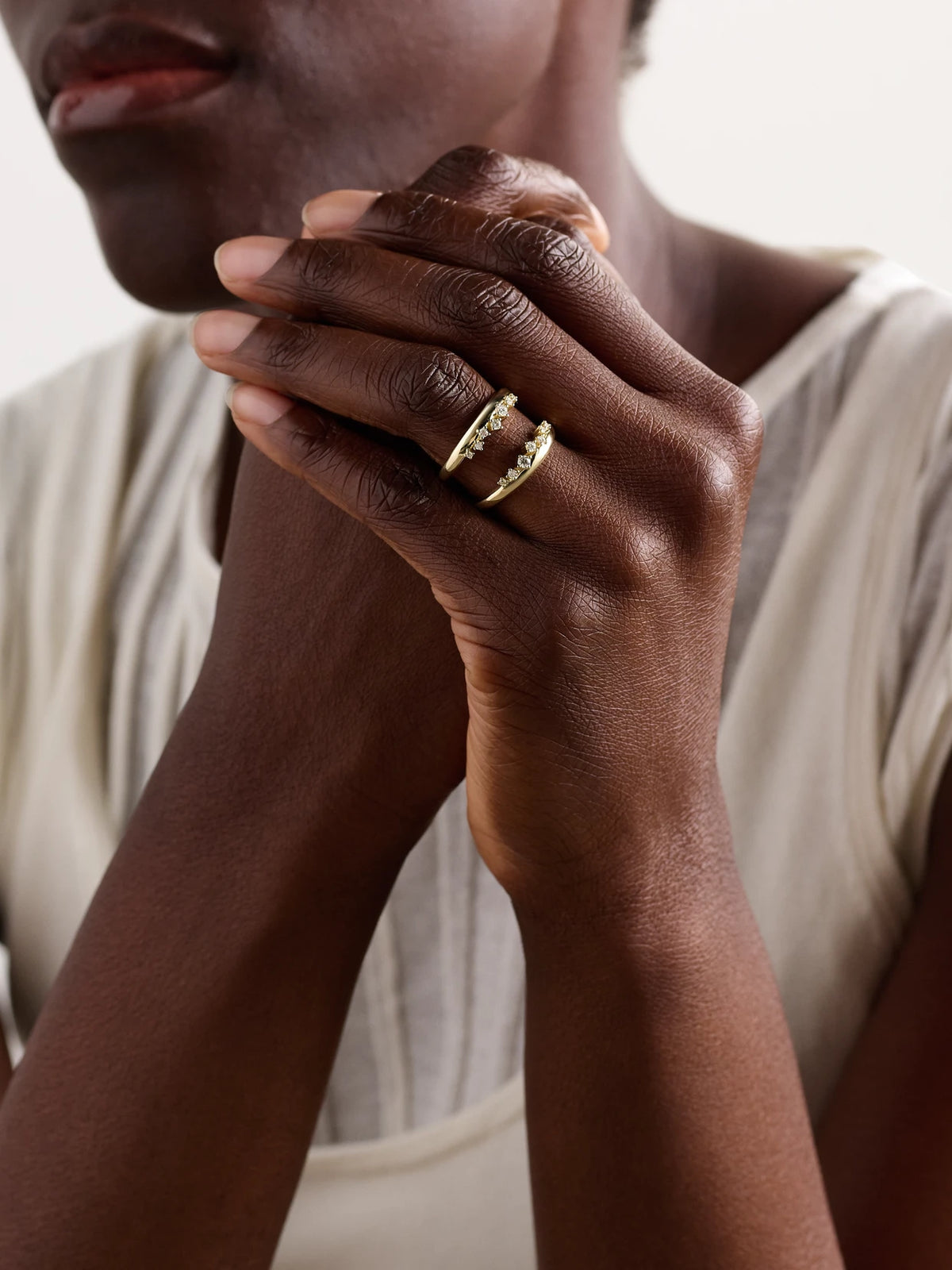 Image of Rings. Product name - 14-karat Gold Diamond Ring in Multi colour by brand - Mizuki