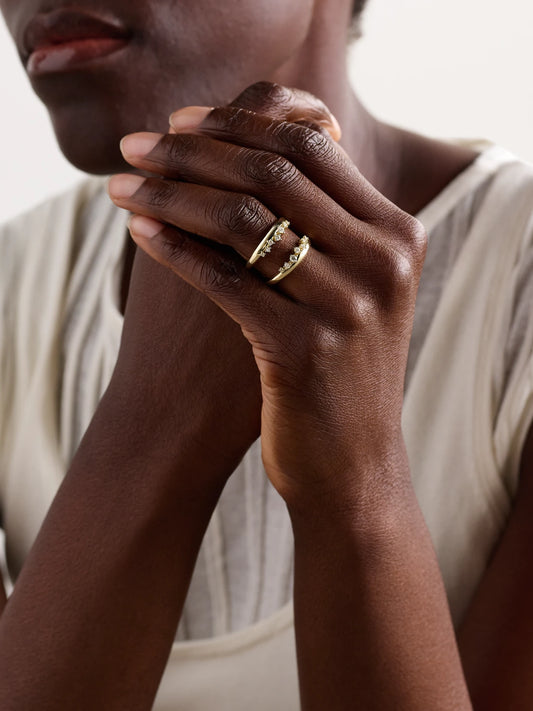 Image of Rings. Product name - 14-karat Gold Diamond Ring in Multi colour by brand - Mizuki