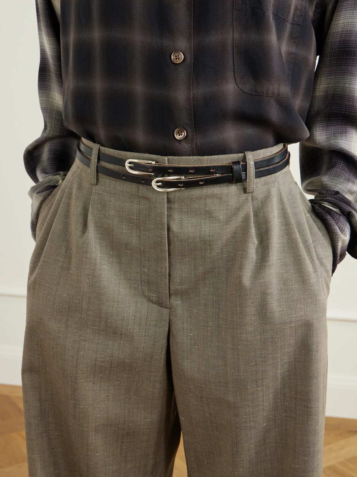 Image of Belts. Product name - Twin Leather Belt in Black colour by brand - Our Legacy