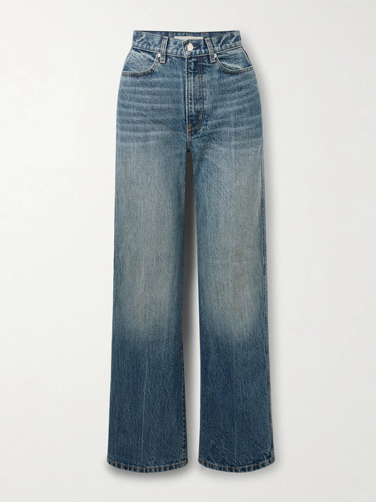 Image of Jeans. Product name - The Quinn High-rise Straight-leg Jeans in Mid denim colour by brand - RÙADH