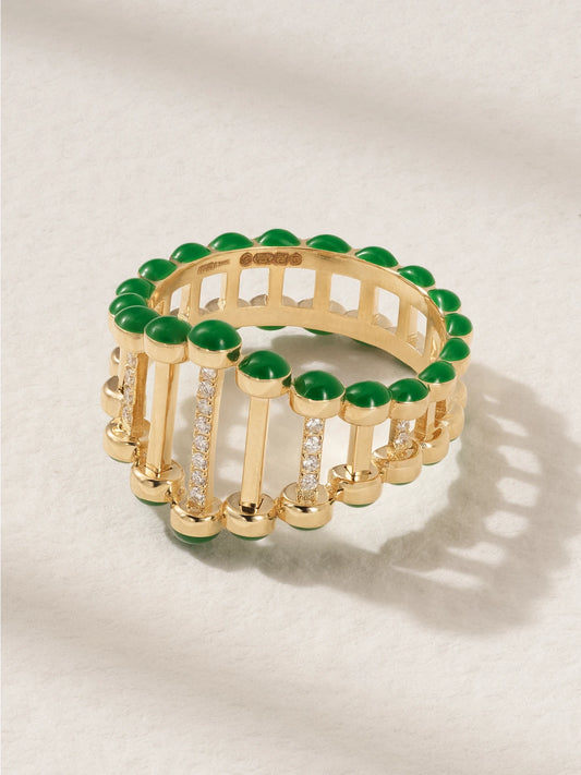 The Little Twiggy 18-karat Gold, Diamond And Enamel Ring
