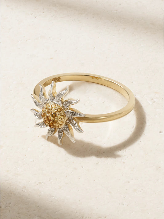 Mini Soleil 18-karat Yellow And White Gold, Diamond And Citrine Ring