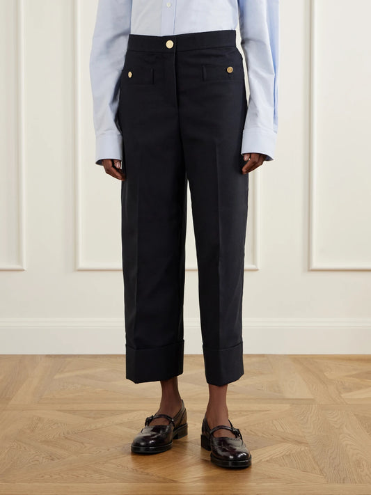 Thom Browne Virgin Wool-twill Straight-leg Cropped Pants