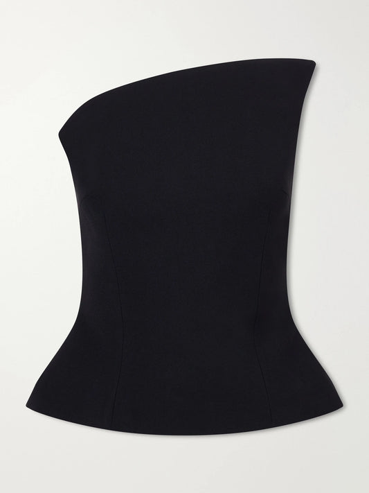 Ilkyaz Ozel Fuji Strapless Asymmetric Crepe Top