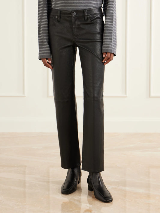 FRAME The Cigarette Low-rise Straight-leg Leather Pants
