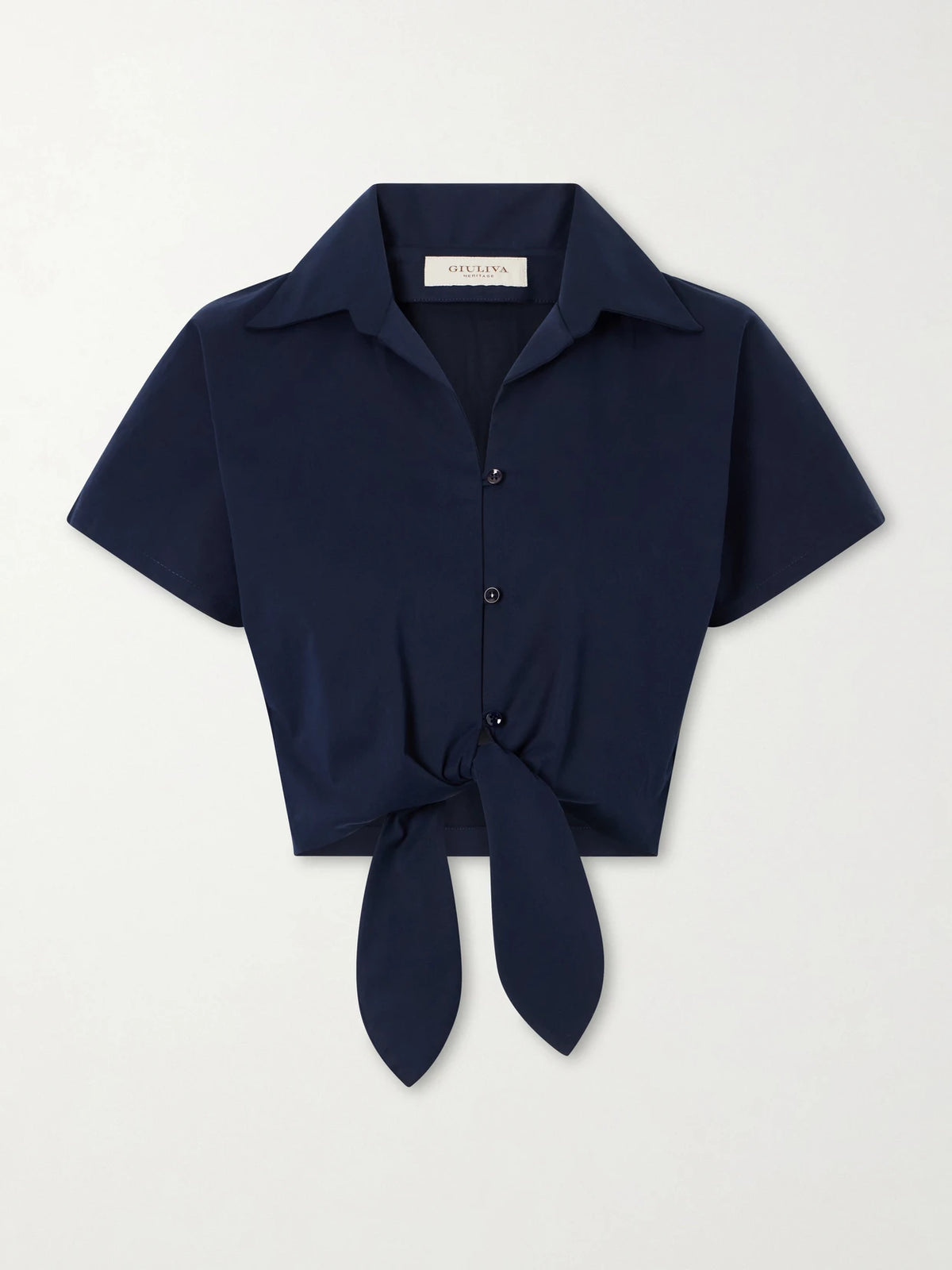 Tilda Cropped Tie-front Cotton-blend Shirt