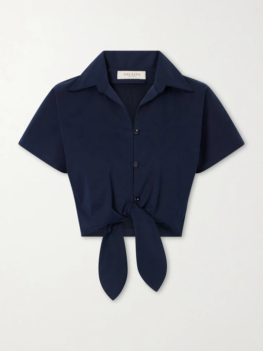 Tilda Cropped Tie-front Cotton-blend Shirt