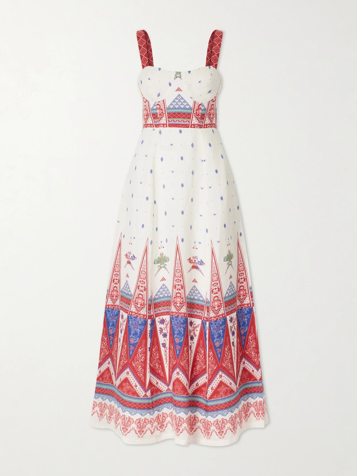 Image of Dresses. Product name - Azzurra Printed Linen Maxi Dress in Red colour by brand - Emporio Sirenuse