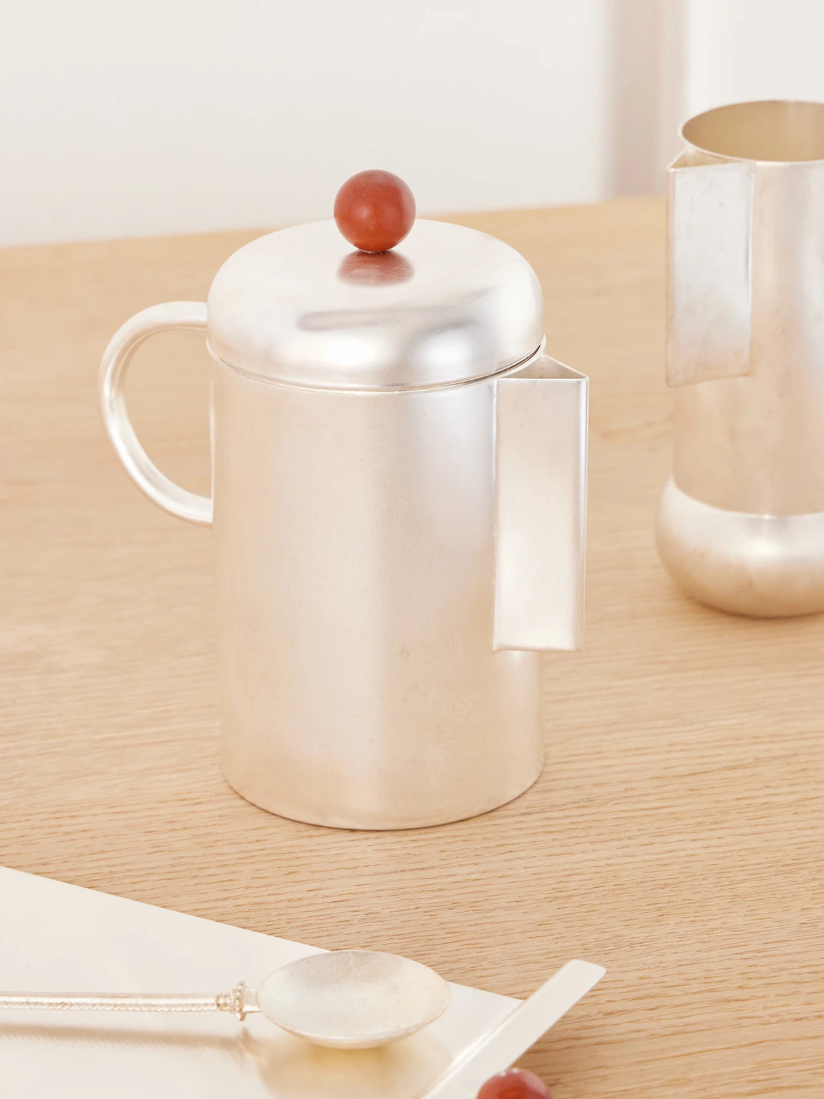 Image of Tableware. Product name - Simple Silver-plated And Stone Coffee Pot in Multi colour by brand - Natalia Criado