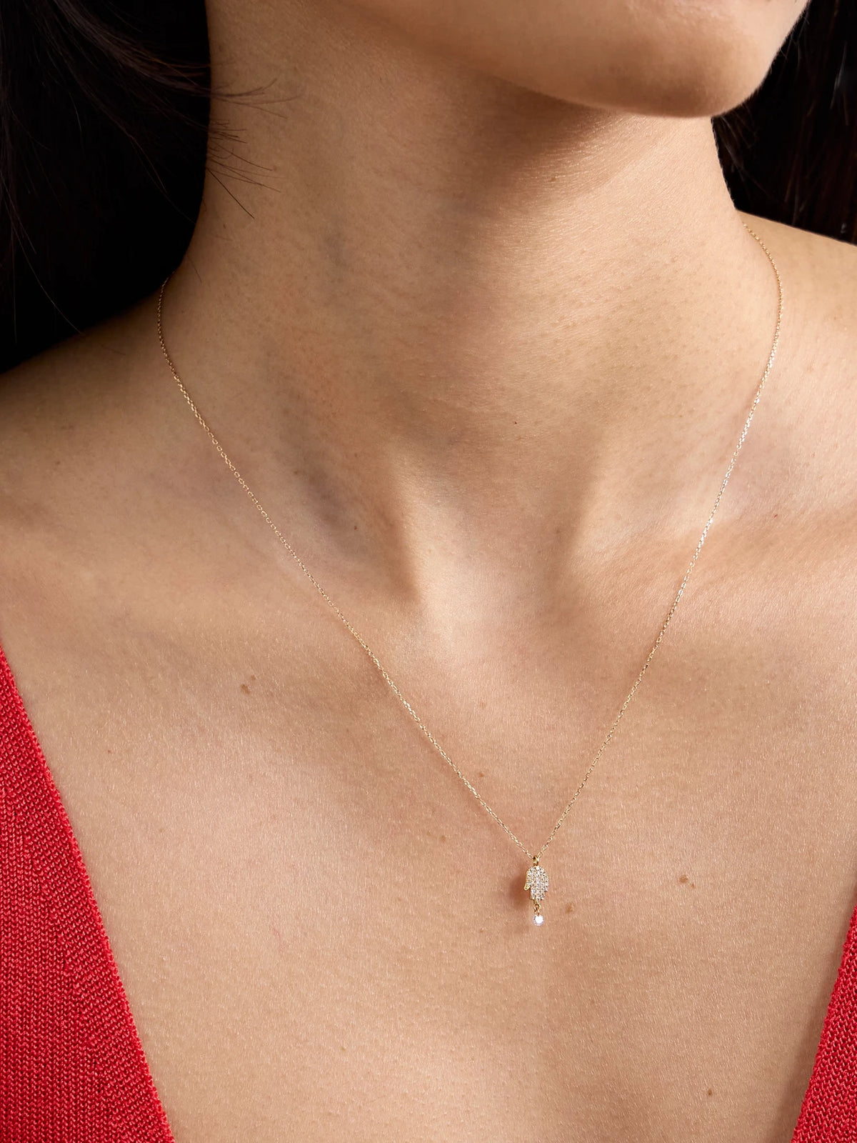 Image of Necklaces. Product name - Hand Of Fatima 18-karat Gold Diamond Necklace in Multi colour by brand - Persée