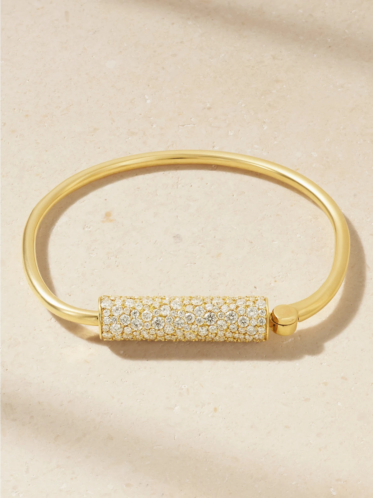 Stoned Trundle Lock 18-karat Gold Diamond Bracelet