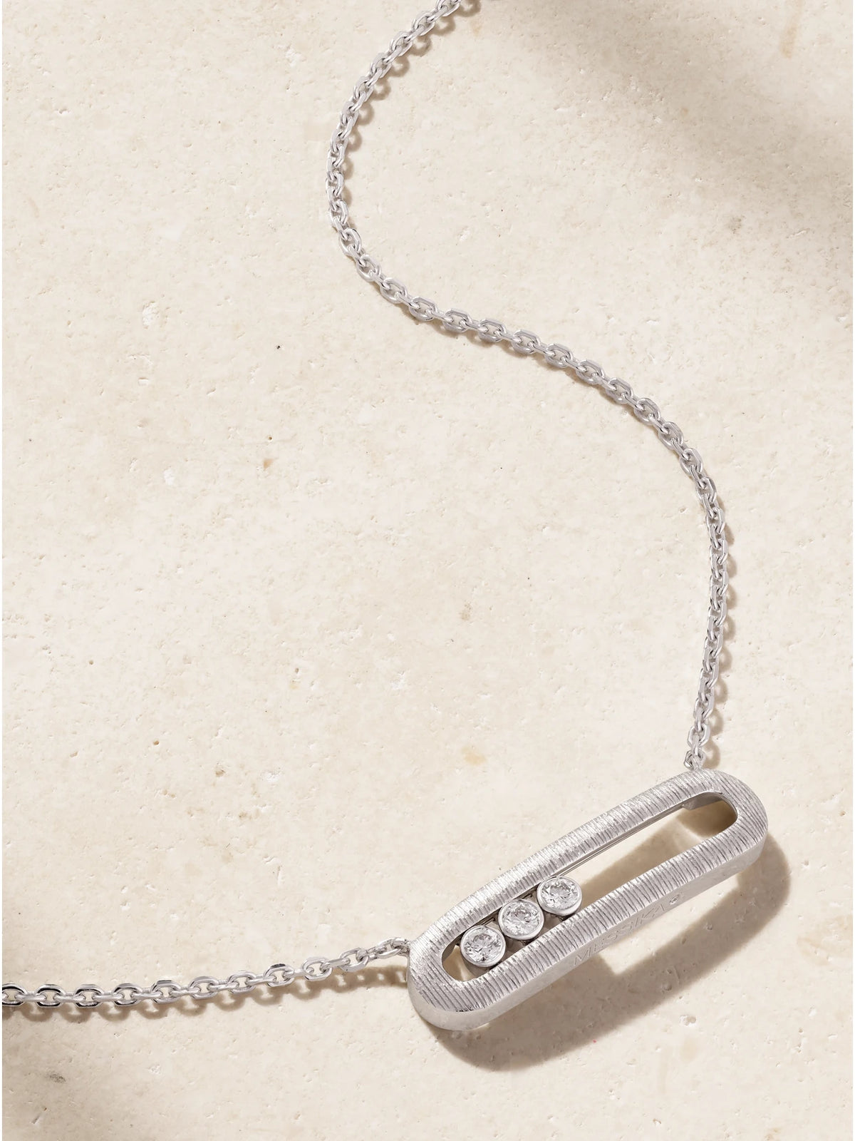 Move Classique Ciselé 18-karat White Gold Diamond Necklace