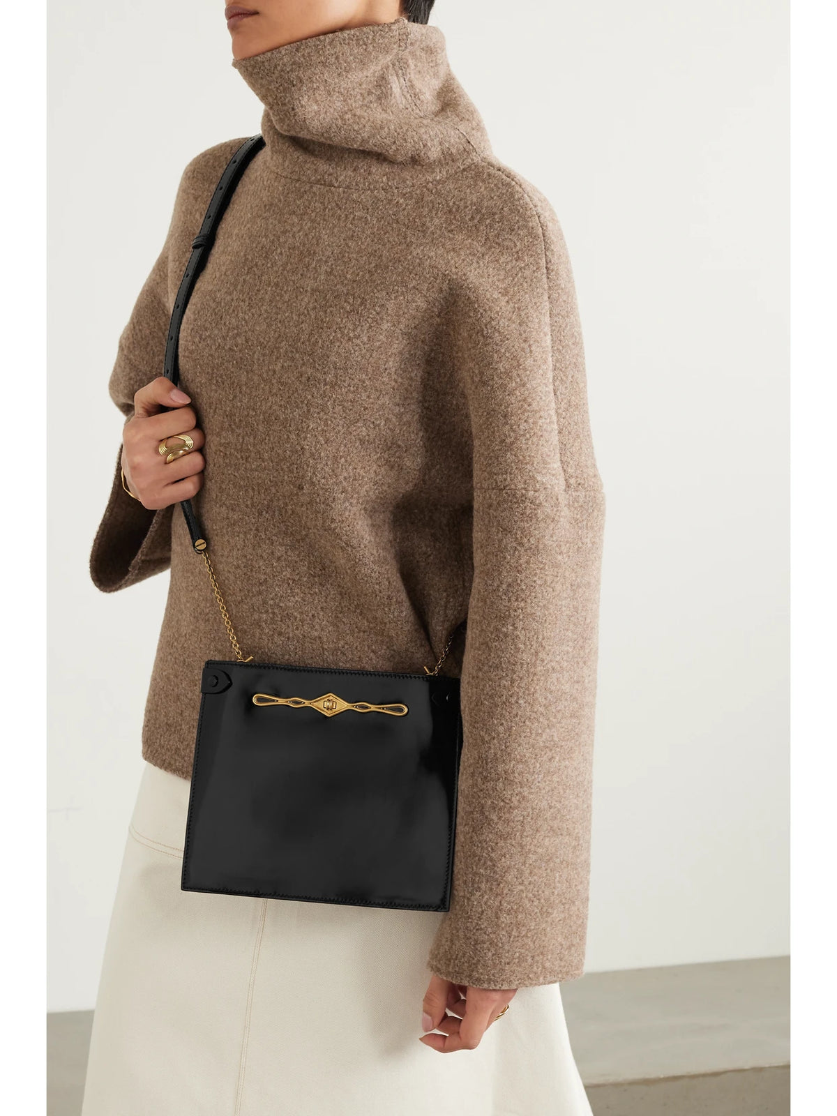 Image of Bags. Product name - + Fernando Jorge Stowaway Embellished Patent-leather Shoulder Bag in Black colour by brand - Métier