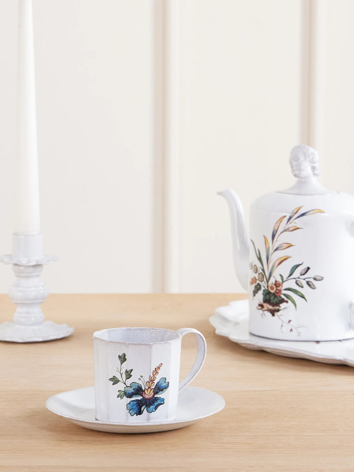 Image of Tableware. Product name - Mallow Rose Ceramic Cup in White colour by brand - Astier De Villatte