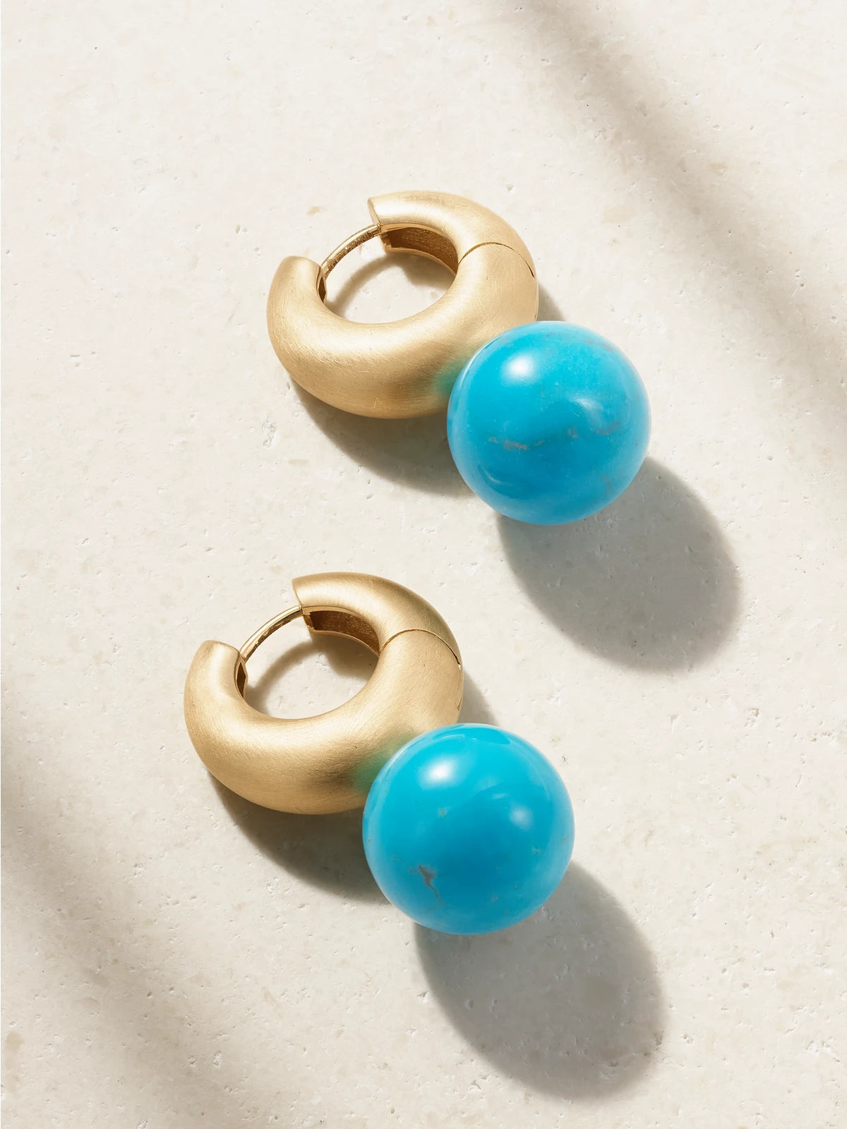 Gumball Puffed Huggies 18-karat Gold Turquoise Earrings