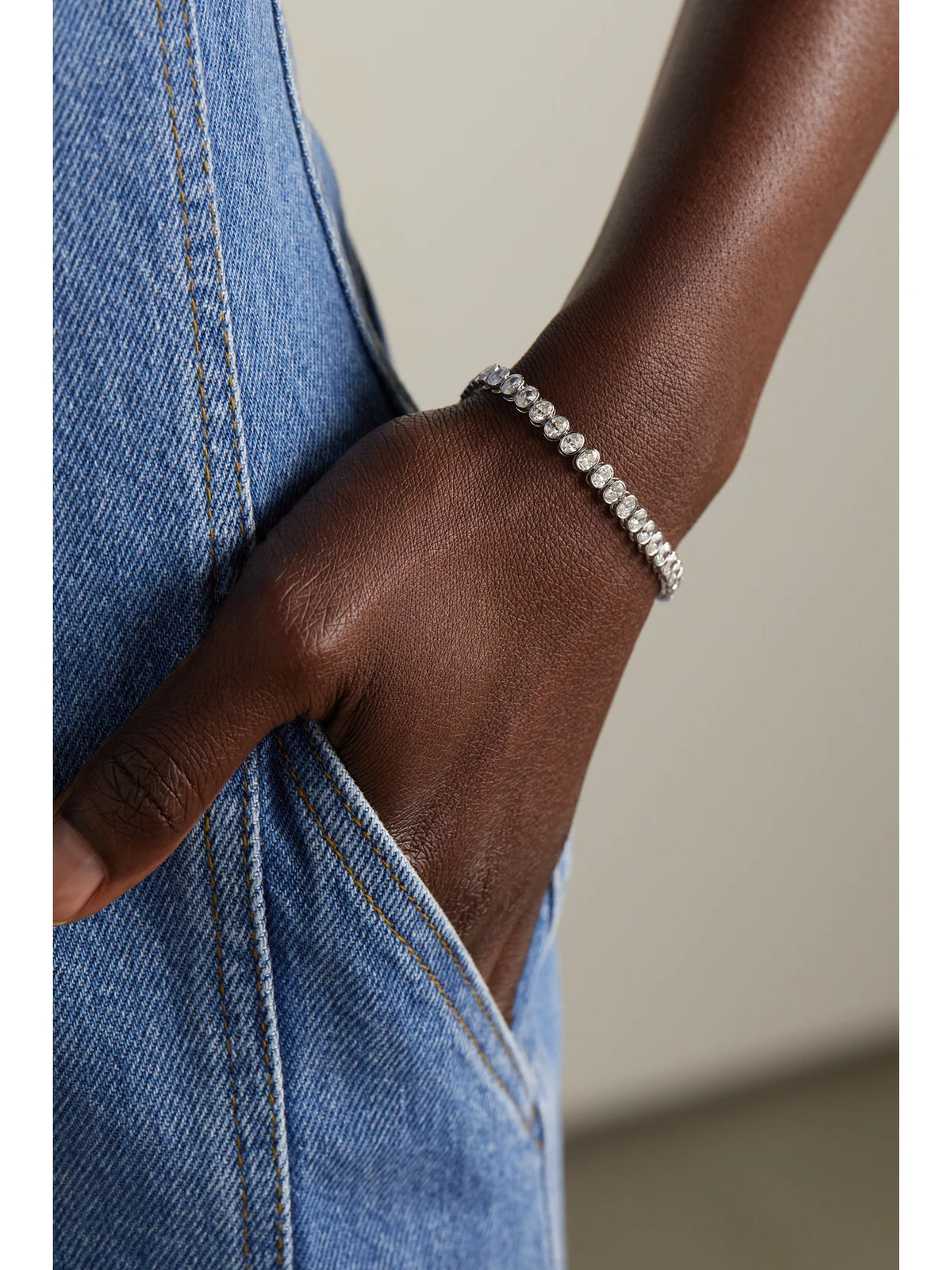 Image of Bracelets. Product name - 18-karat White Gold Diamond Tennis Bracelet in Multi colour by brand - Anita Ko