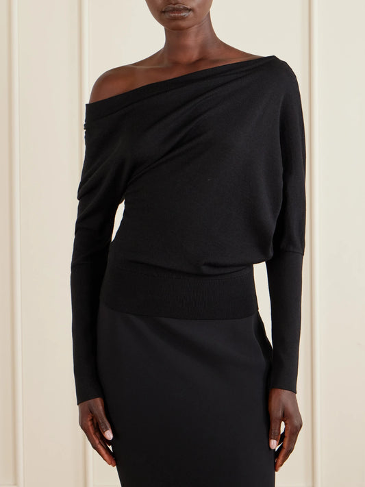 Off-the-shoulder Wool And Silk-blend Top