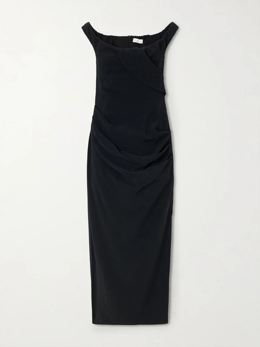 Aurel Gathered Crepe Midi Dress