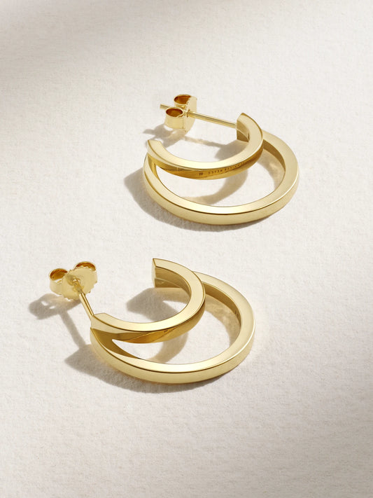 Mini Double 18-karat Gold Hoop Earrings