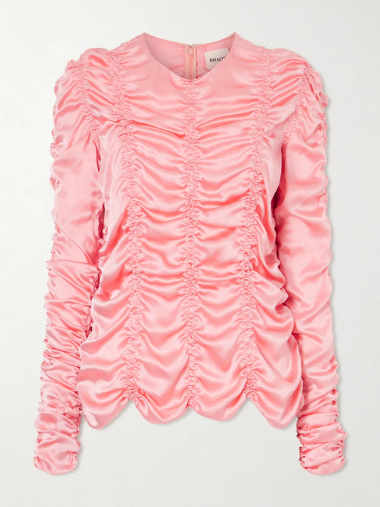 Rory Ruched Silk Satin Top