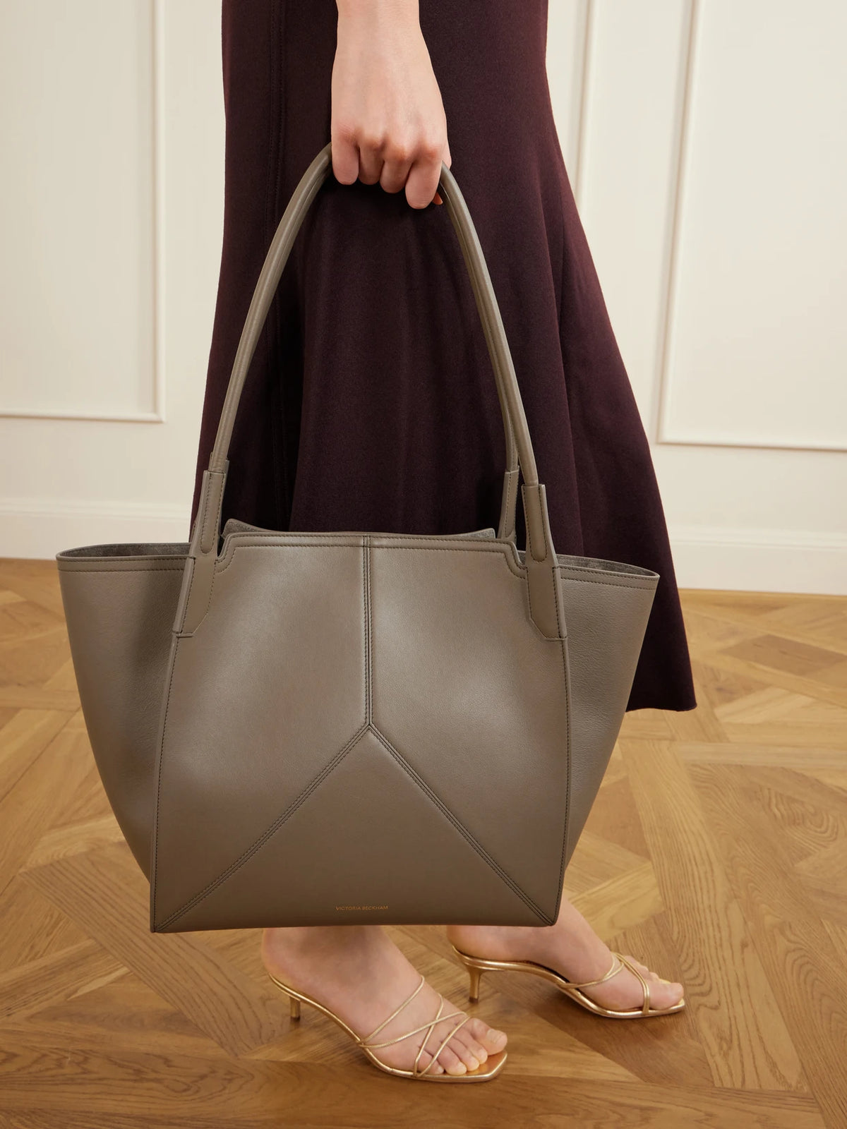 Image of Bags. Product name - The Victoria Soft Leather Tote in Gray colour by brand - Victoria Beckham