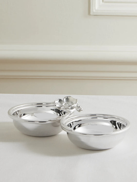 Anemone-belle Époque Set Of Two Silver-plated Serving Dishes