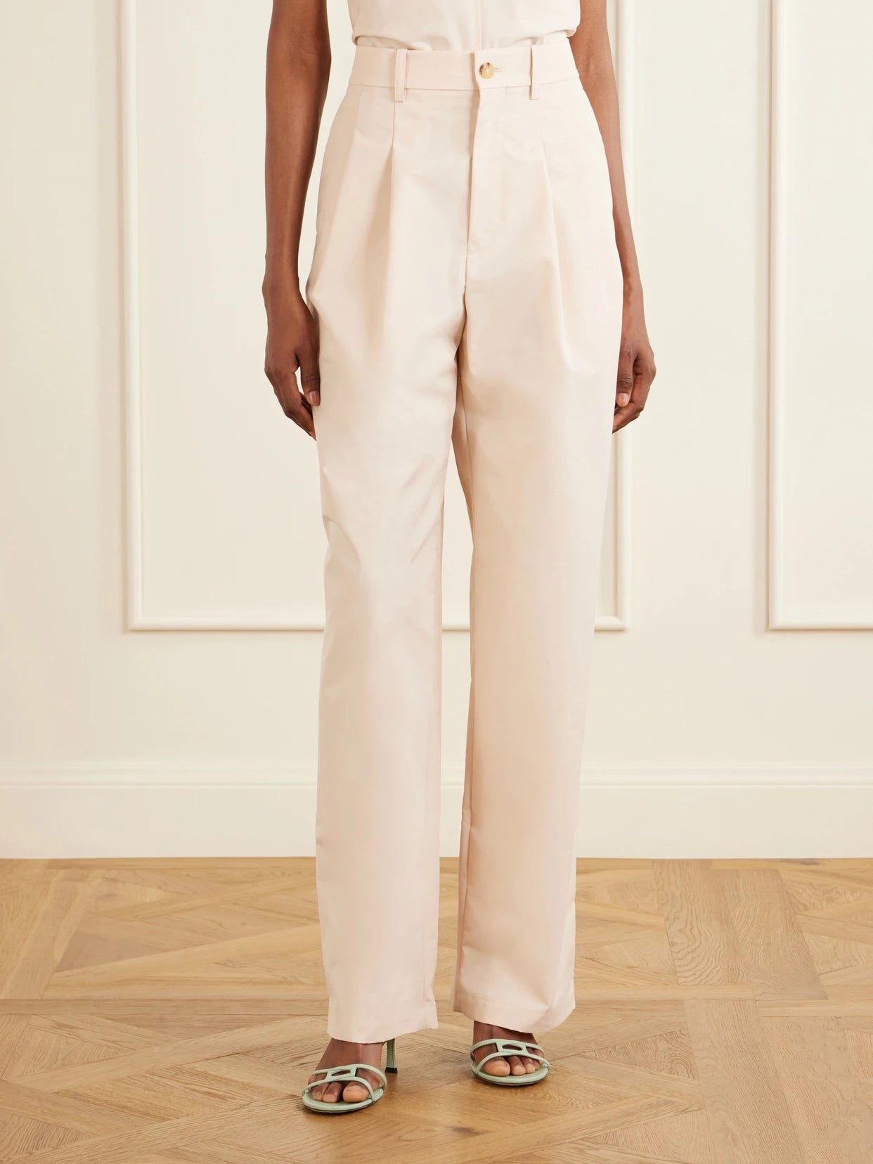 Pleated Cotton-blend Wide-leg Pants