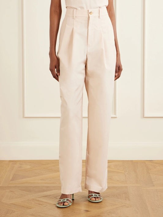Pleated Cotton-blend Wide-leg Pants