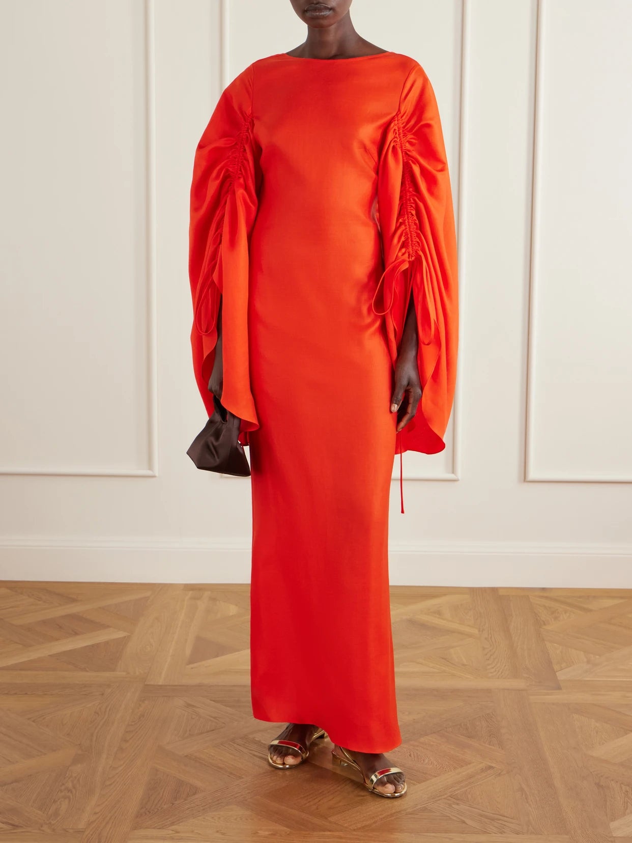 Image of Dresses. Product name - Gathered Ramie Organza Gown in Multi colour by brand - Christopher John Rogers