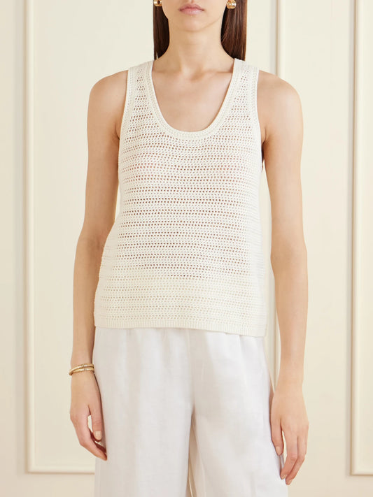 Arie Open-knit Cotton-blend Tank