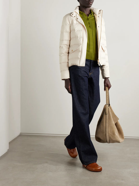 Image of Coats & Jackets. Product name - Bessettes Quilted Shell Down Jacket in Cream colour by brand - Moncler