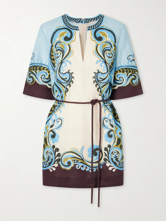 Natalia Printed Linen Mini Dress