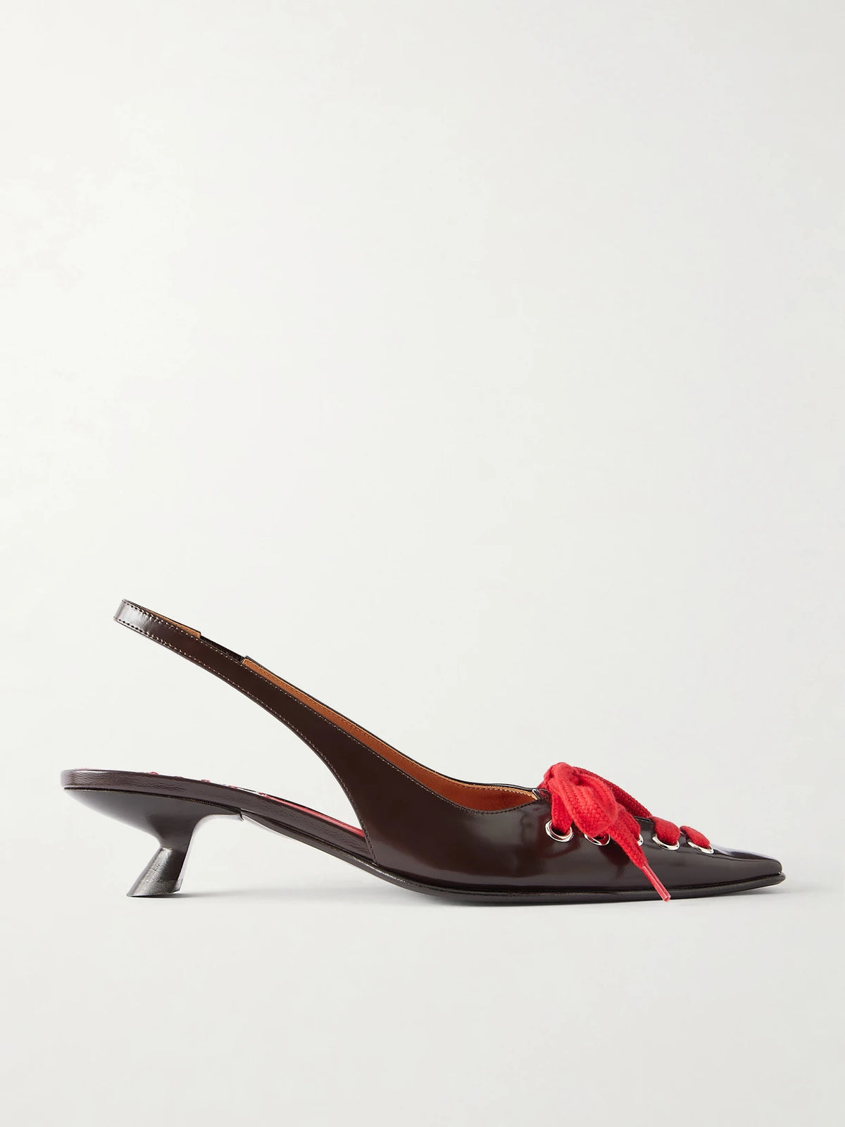 Kat Lace-up Leather Slingback Pumps