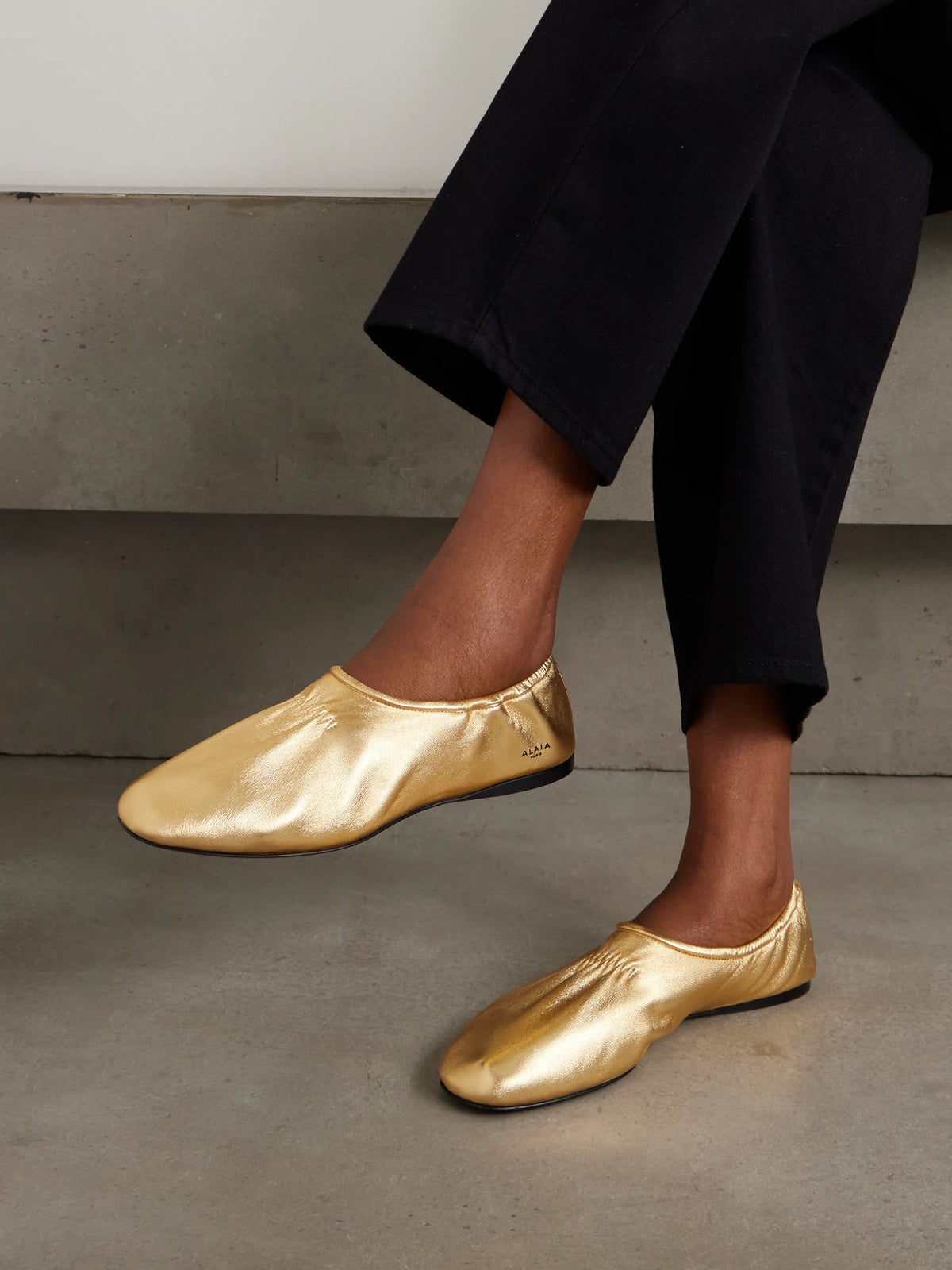 Metallic Leather Ballet Flats