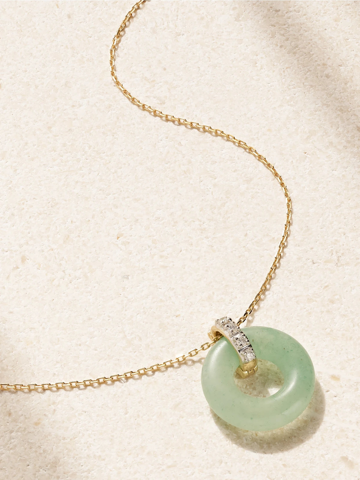 Donut 14-karat Gold, Jade And Diamond Necklace