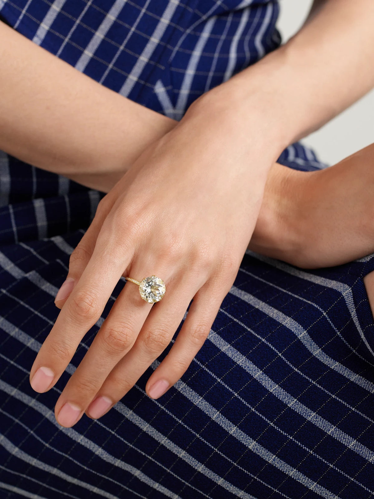 Image of Rings. Product name - Solitaire Crown 18-karat Gold, Topaz And Diamond Ring in Multi colour by brand - Ileana Makri