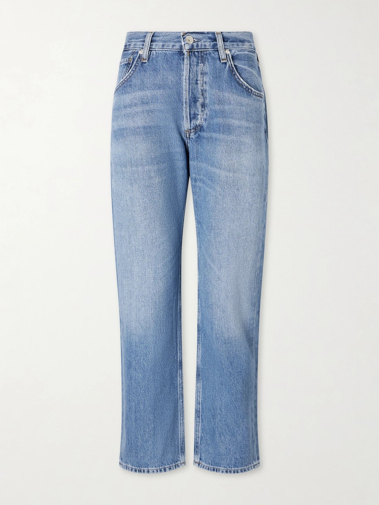 Image of Jeans. Product name - Winslow Mid-rise Straight-leg Boyfriend Jeans in Mid denim colour by brand - Citizens of Humanity