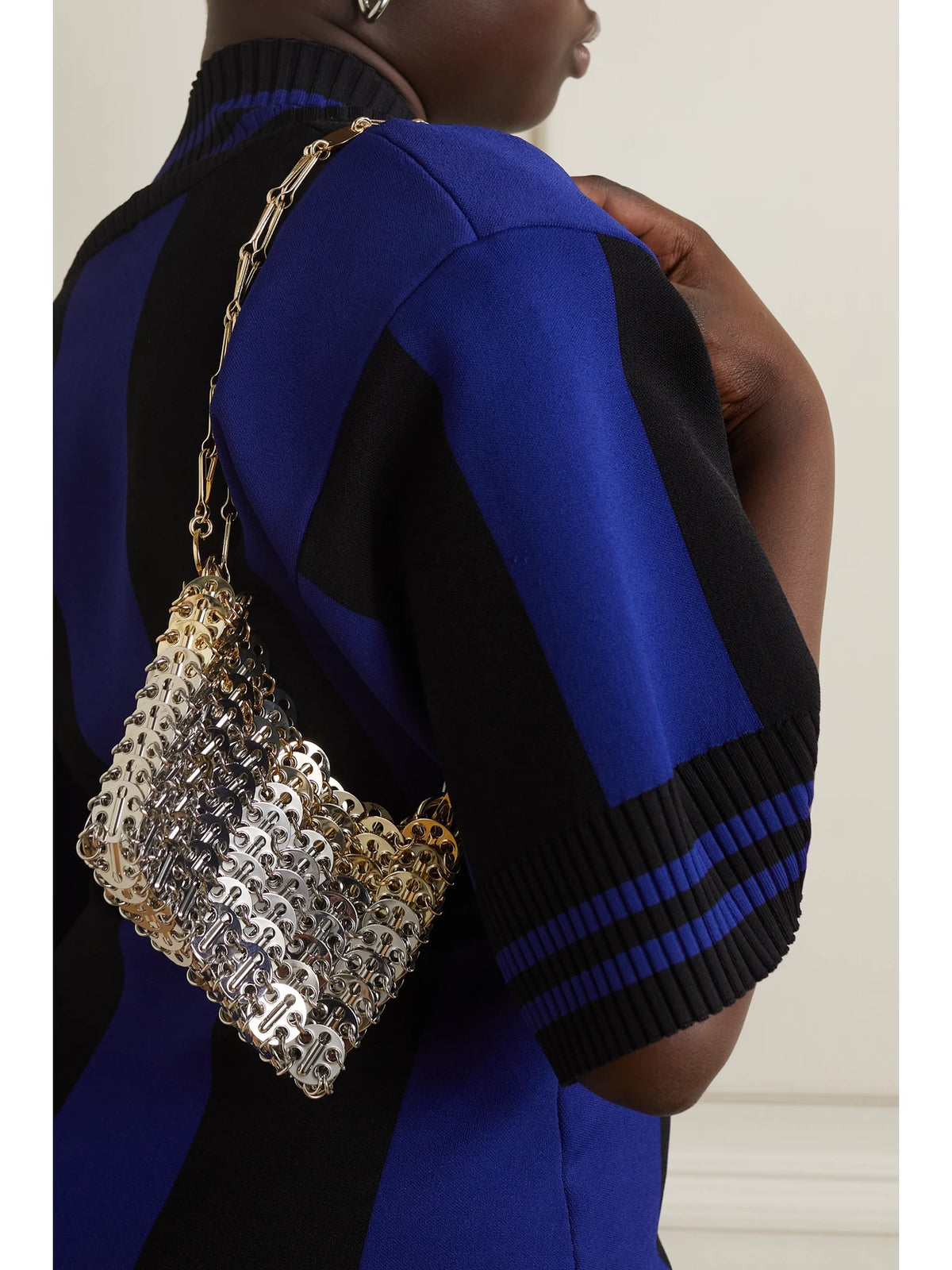 Image of Bags. Product name - 1969 Skyline Nano Chainmail Shoulder Bag in Silver colour by brand - RABANNE