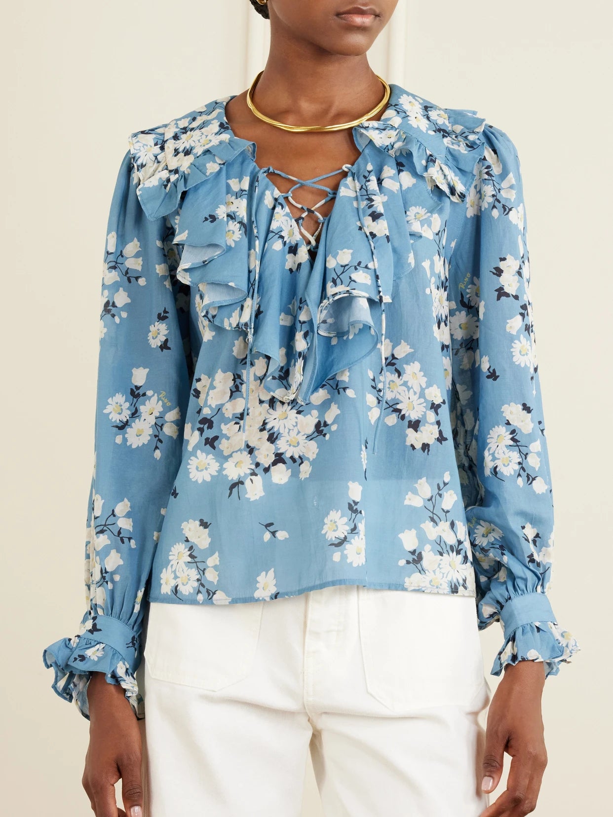 Milia Ruffled Floral-print Cotton-blend Voile Blouse